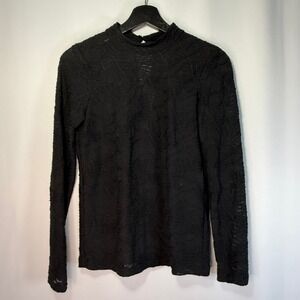 MSCH Copenhagen Lace Mock Neck Long Sleeve Top Elegant Goth Cottagecore‎ XS